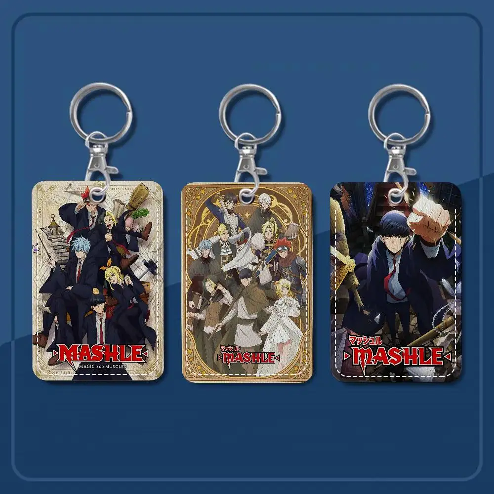 Japanese Anime MASHLE MAGIC AND MUSCLES 1Pc PU Leather Card Holder Keychain Key Ring Door Lock Access Tags ID Card Case