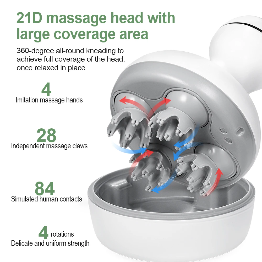 3D Head Massager Wireless Electric Scalp Massager Antistress Relax Body Neck Massage Soothing Deep Tissue Scalp Tension Release