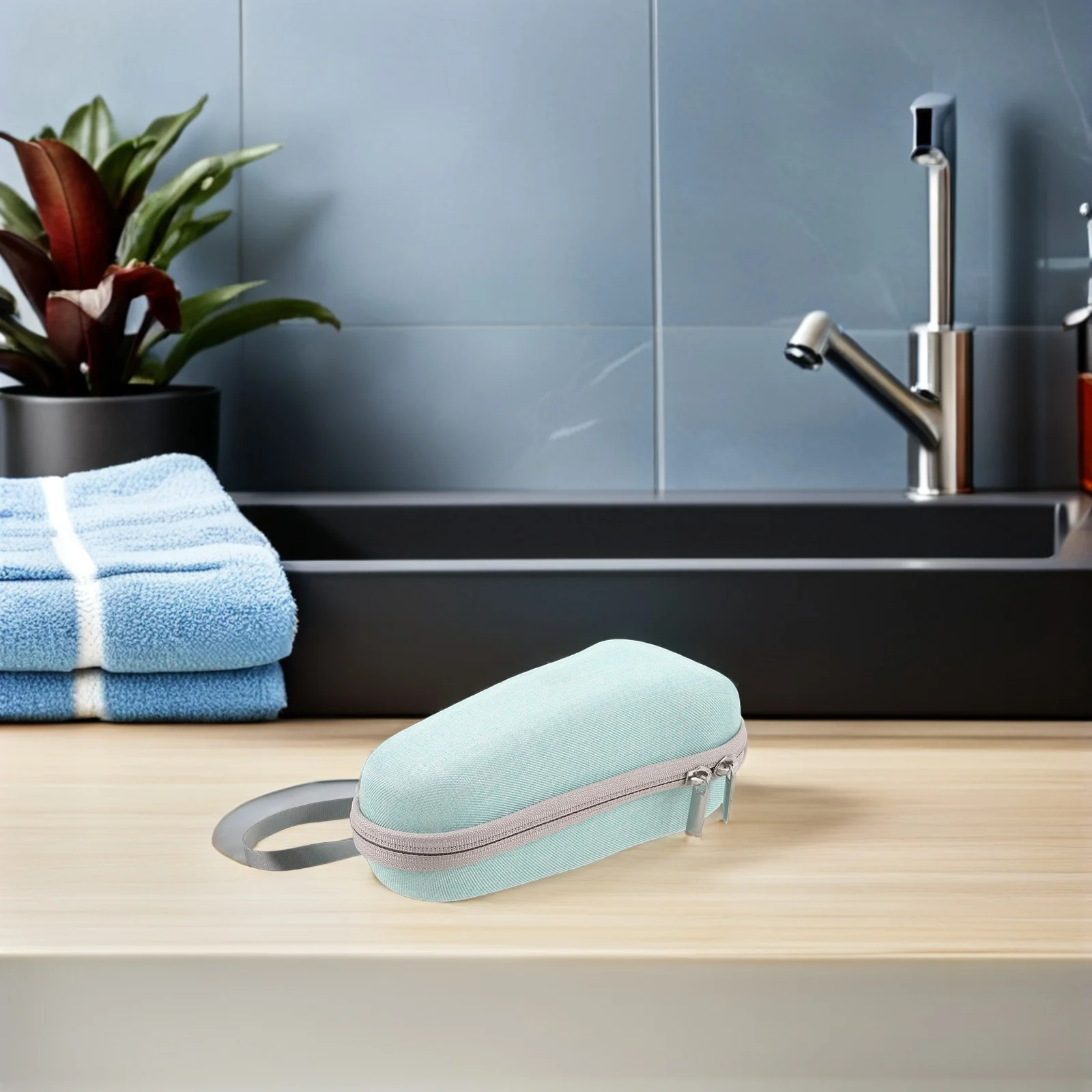 ماكينة حلاقة كهربائية محمولة، حافظة صلبة، أخضر نابض بالحياة، مضاد للضغط، منظم تخزين، صندوق حماية مدمج للسفر