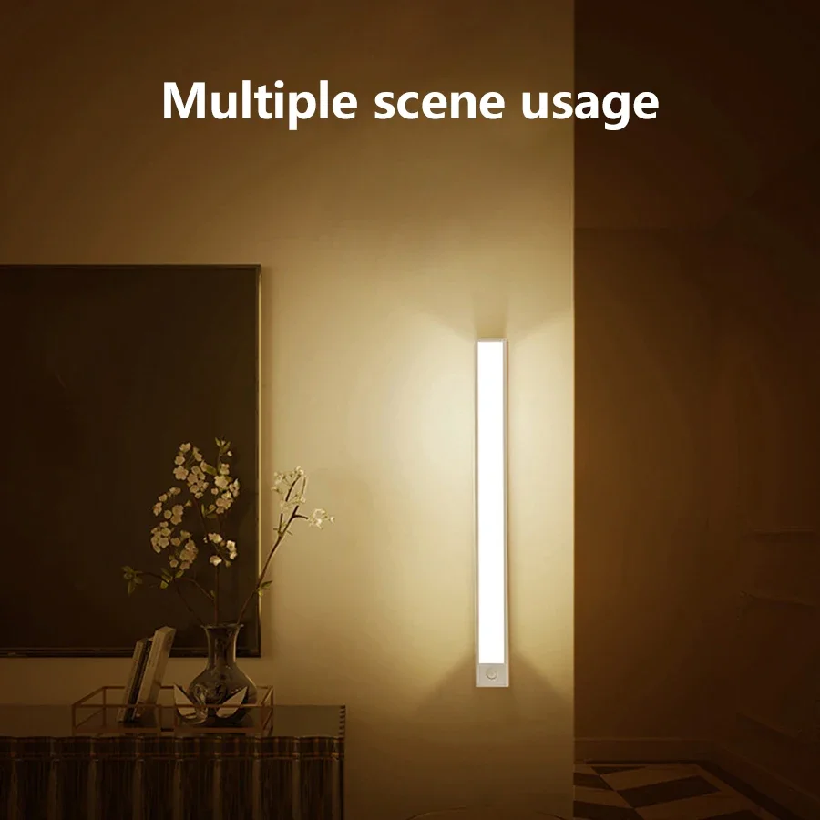 LED Motion Sensor Light Wireless Night Light Rechargeable Cabinet Lights For Kitchen Cabinet Bedroom Wardrobe Indoor Lighting