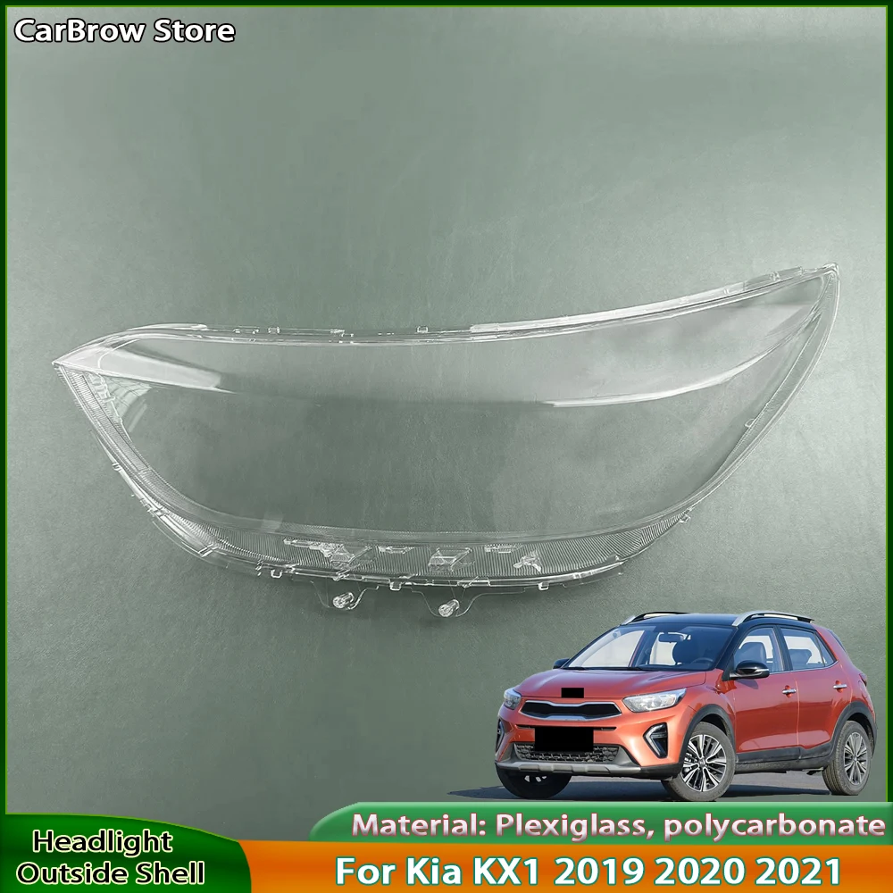 Car Front Headlight Lens Cover For Kia KX1 2019 2020 2021 Auto Shell Headlamp Lampshade Lampcover Head lamp light cover