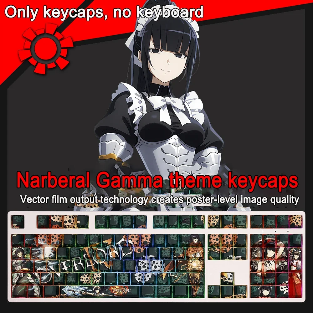 108 Keys For Overlord Theme Keycap Narberal Gamma PBT Dye Sub Backlit Keycaps Cartoon Anime Gaming Key Caps For ANSI 61 87 104
