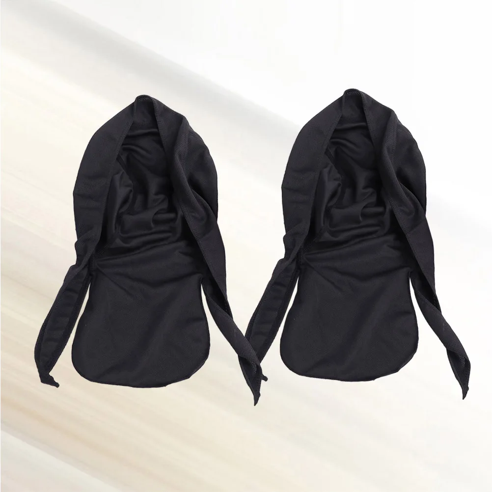 

2 PCS Pirate Hat Sports Turban Wrap Cap Riding Quick-dry Moisture Absorption Black