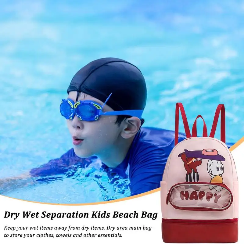 Kids Swimming Bag Children Beach Storage Bag Waterproof For Swimming Large Capacity Beach Backpack With Adjustable Shoulder