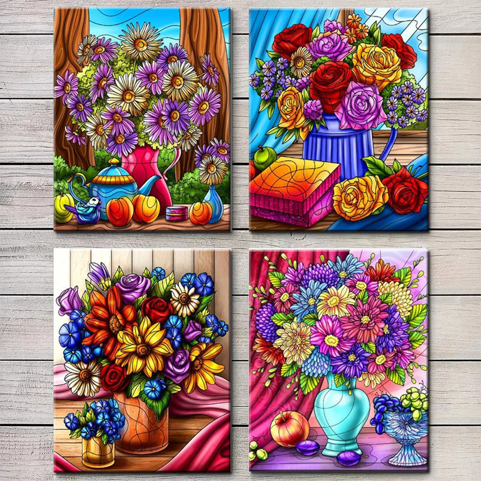 5D Diy Diamond Painting New Flowers Vase Full Rhinestones Embroidery Mosaic Art Cross Stitch Kits Home Decor New Arrivals 2023