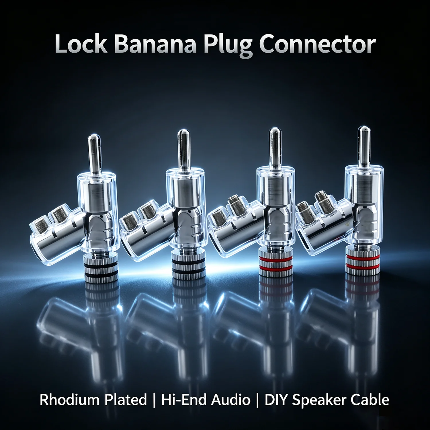 Hochwertiger rhodiniertes Lautsprecherkabelstecker mit Bananenstecker, DIY Hifi Audiophiles Audio-Kabelanschluss