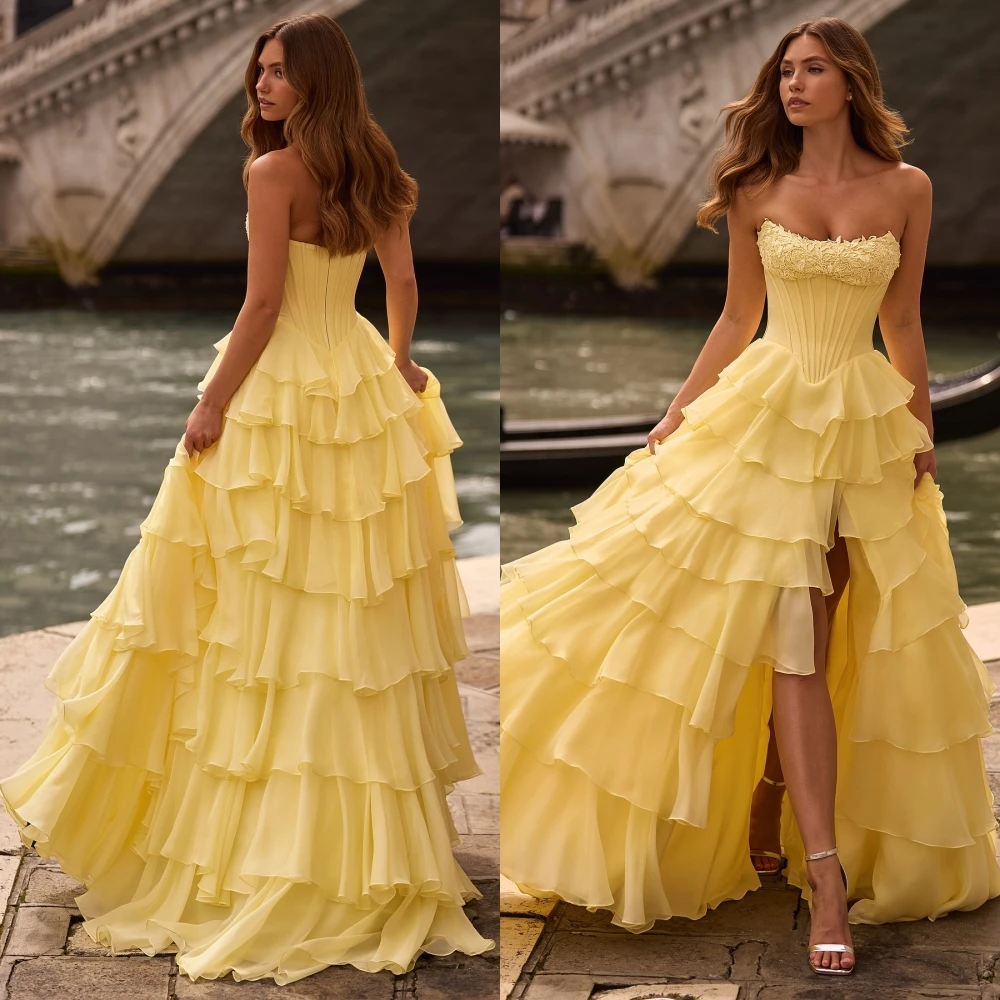 Personalizado a linha sem alças sem mangas elegante vestido de noite formal delicado sob medida vestidos de ocasião moda moderna vestido de festa