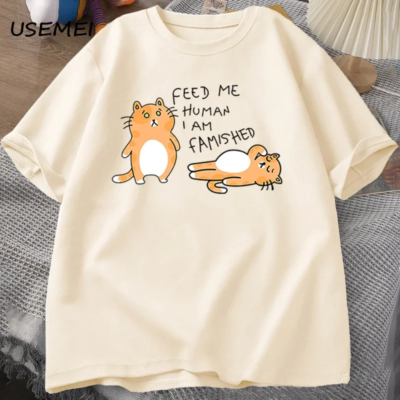 

T-shirts Men Women Fuuny Cat Lovely Print T Shirt Summer Cotton Men's T-shirts Casual Harajuku Oversized Male Clothing Tees