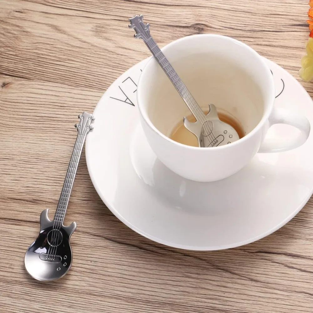 3PCS Stainless Steel Guitar Coffee Teaspoons Creative Cute and Easy To Clean Musical Coffee Sugar Spoon Milk Tea Shop Use Spoons view 6