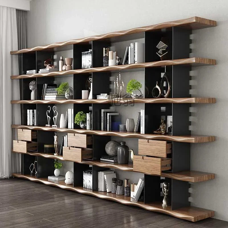 

American floor-to-ceiling full wall bookshelf whole wall bookcase living room office exhibition hall partition rack storage