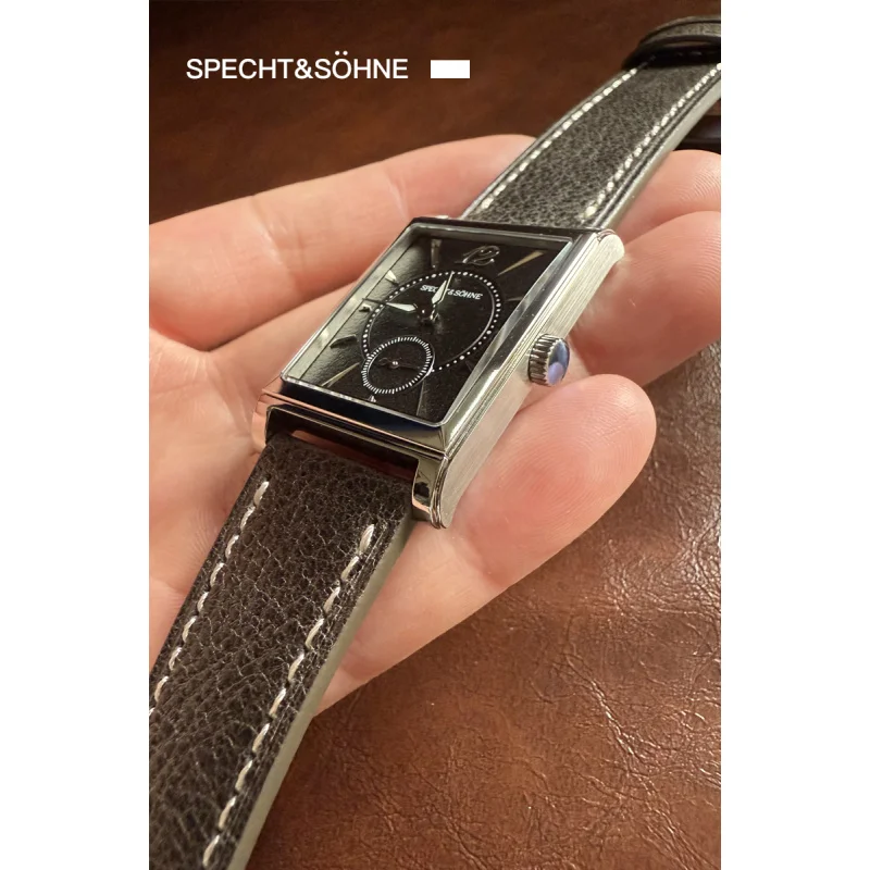 2025 أسود 26 مللي متر Specht & Söhne ساعة مربعة ساعات رجالية سامسونج اليابان حركة عادية الفولاذ المقاوم للصدأ الياقوت كريستال الرجال