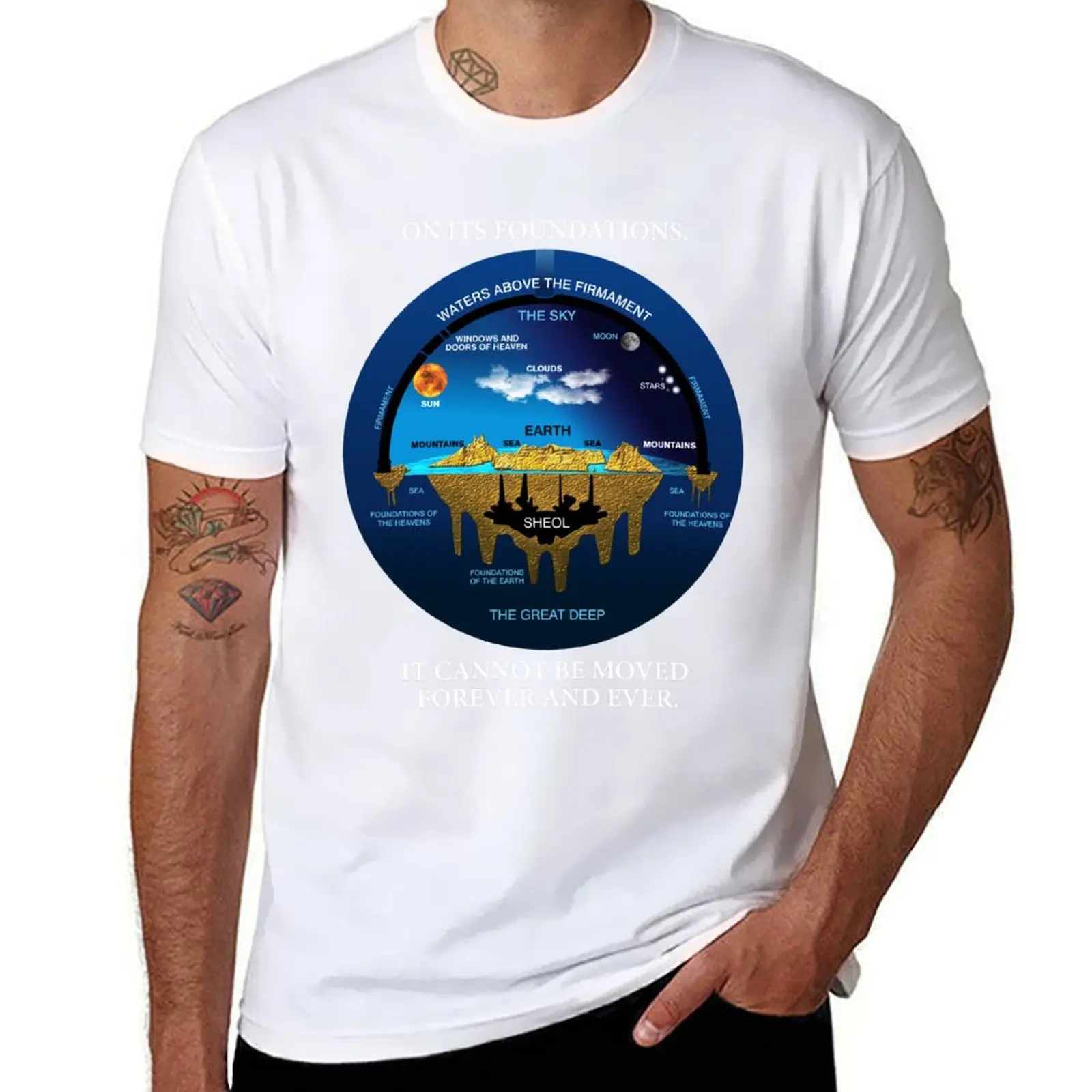 

Psalm 104:5 Flat Earth Anceint Hebrew Cosmology T-Shirt t shirt men 100% cotton luxury brand t shirts for man pack white T-Shirt