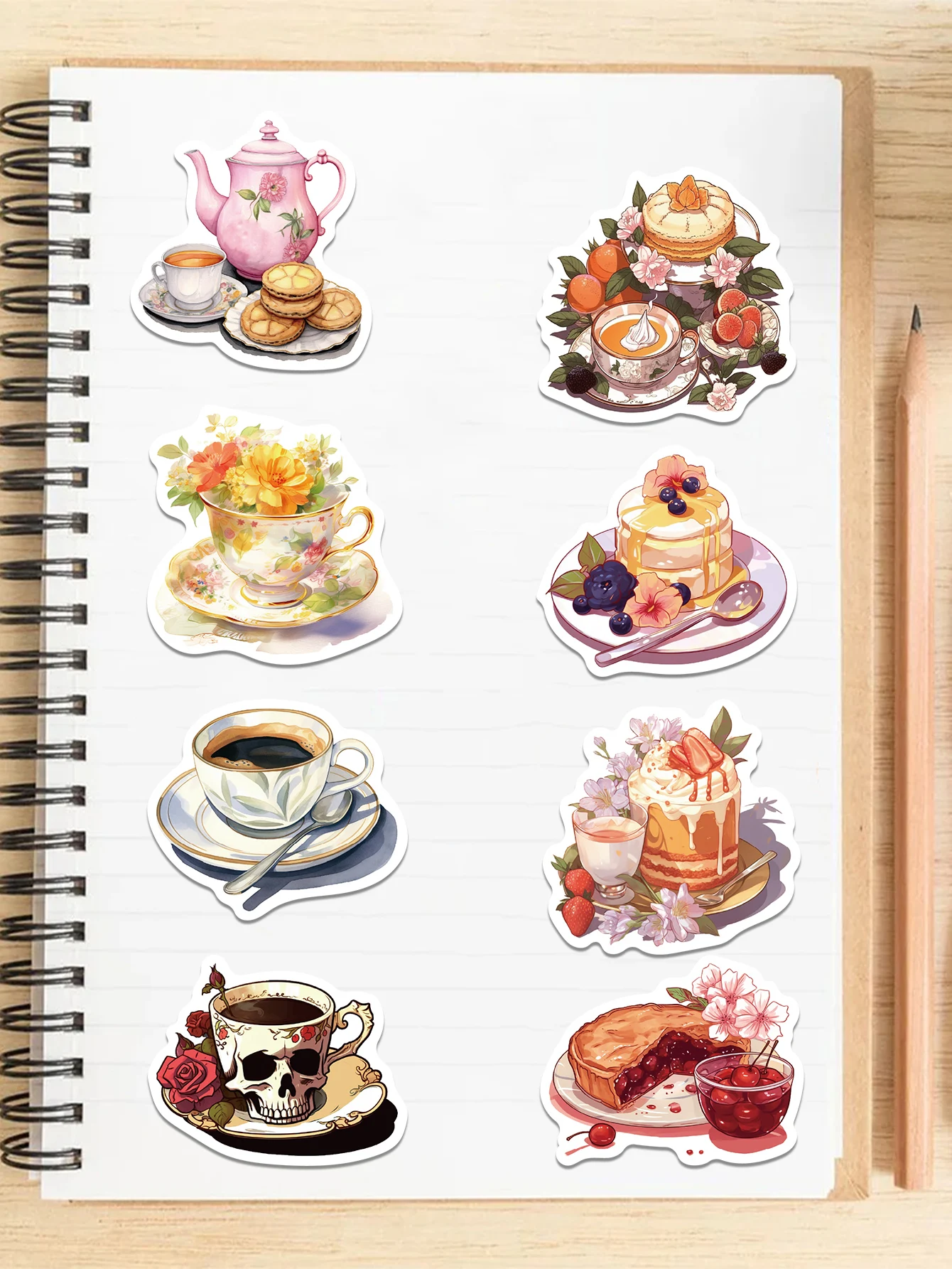 Tarde Chá Bolo Adesivos Estéticos, Decalques Kawaii, Papelaria Telefone, Etiqueta Brinquedos para Criança, Laptop, Notebook, INS Estilo, Bonito, 50 Pcs