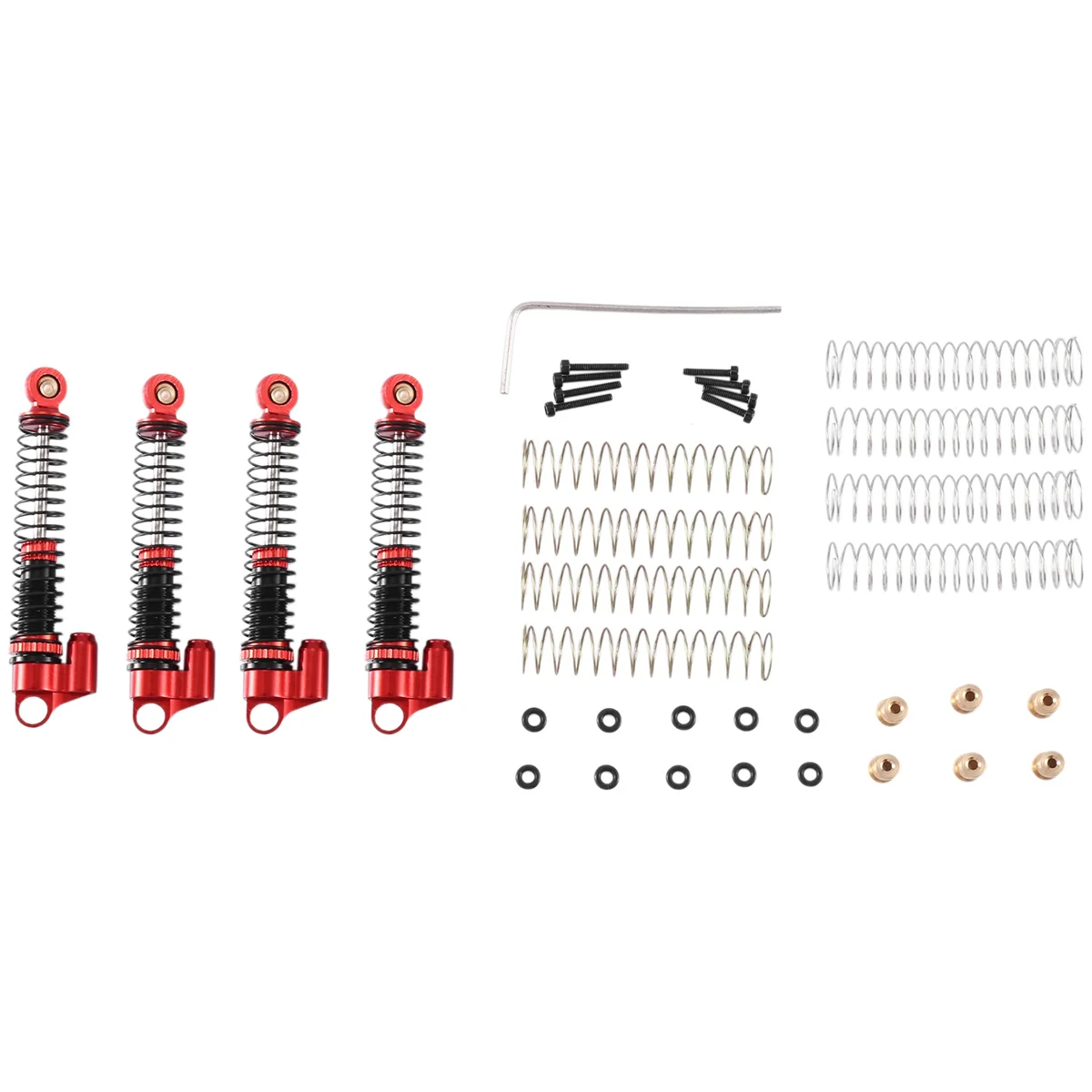 4Pcs 53Mm Metal Oil Shock Absorber Damper for Axial SCX24 AX24 1/24 RC Crawler Car Upgrade Parts,Red