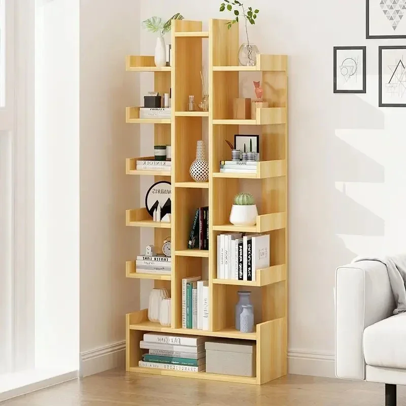 

Multi-Level Floor Standing Bookshelf Creative Wooden Modern Simple Bookcase For Library Living Room Small Display Storage Shelf