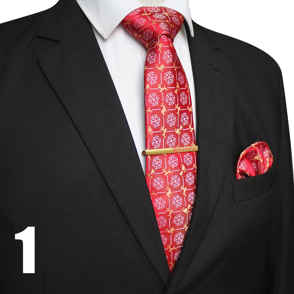 EASTEPIC 8 cm Weihnachten Krawatten für Männer Krawatte Set Qualität Taschentuch Exquisite Clip Rot Jacquard Krawatte männer Zubehör Weihnachten geschenk – Detail 4