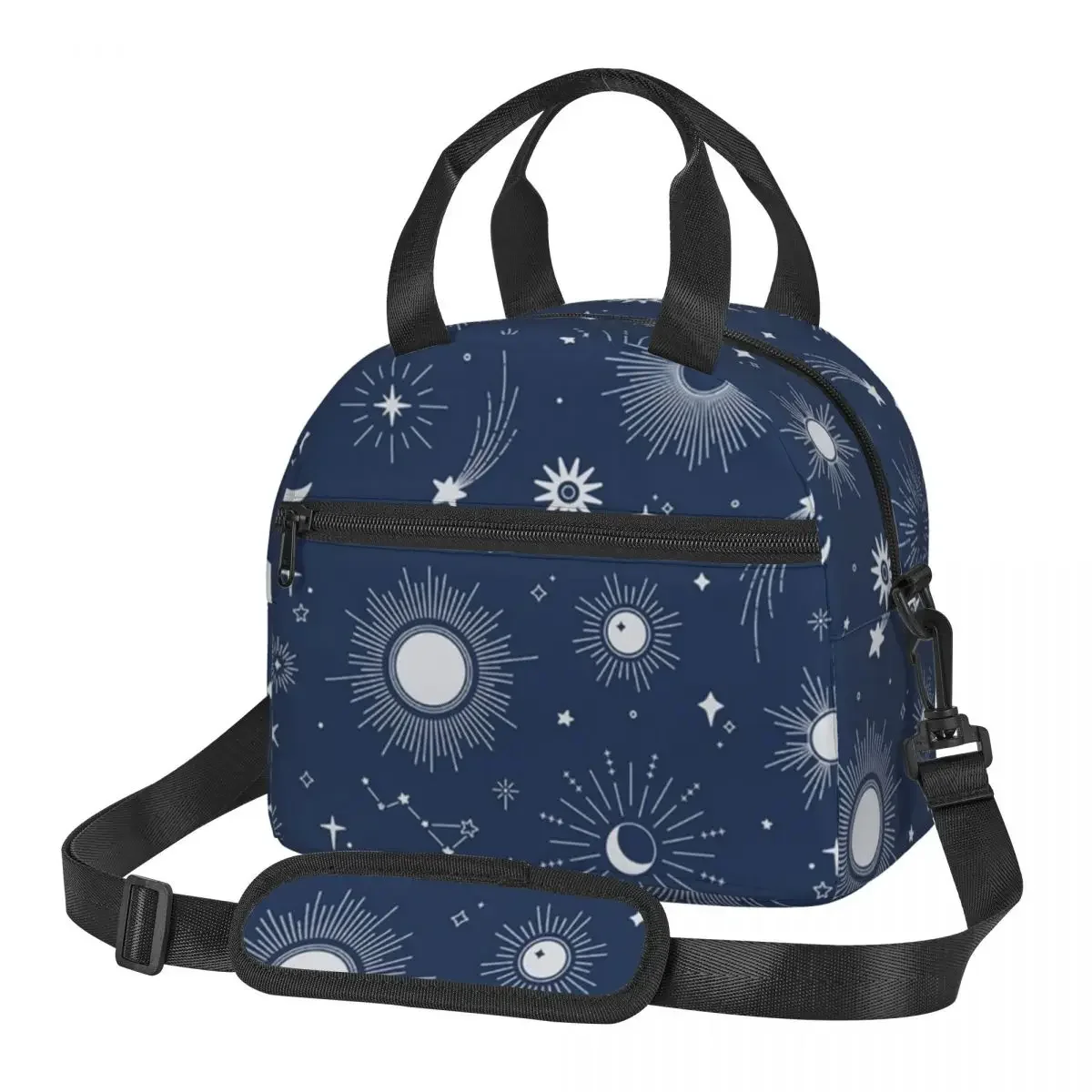 Sweet Celestial Suns, Moons And Stars Insulated Lunch Bag for Women Kids Portable Food Boxes Thermal Lunch Box Tote