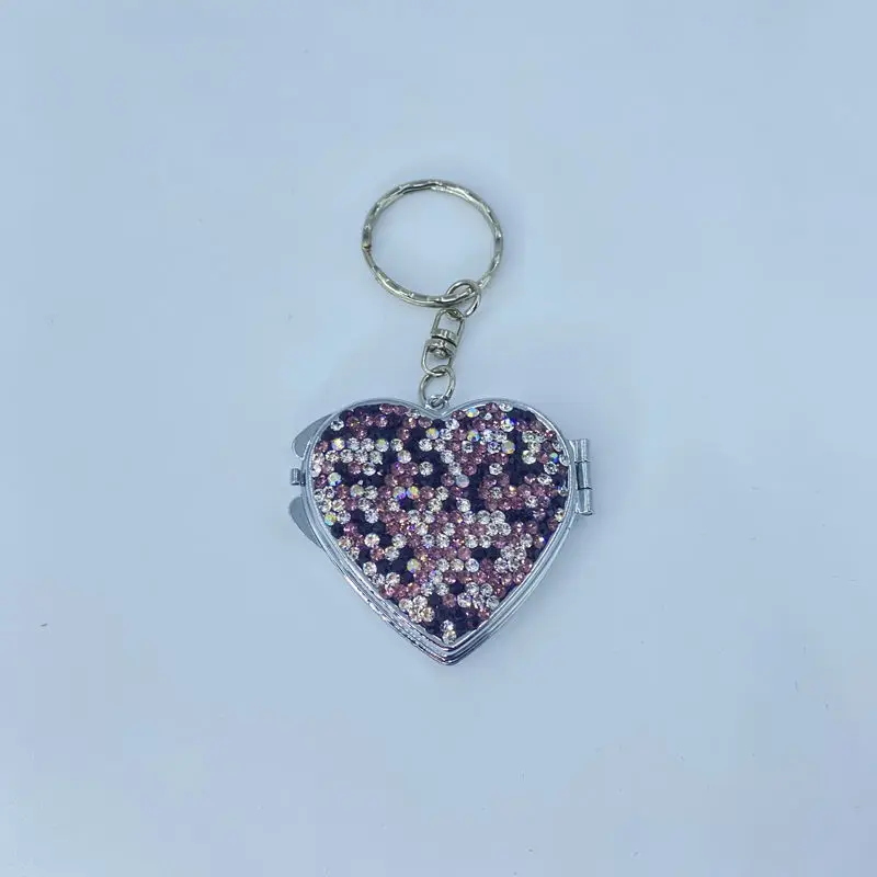 Diamond-Encrusted Foldable Small Mirror Creative/portable Double-Sided Cute Handheld Clamshell Type Can Stand for Girls