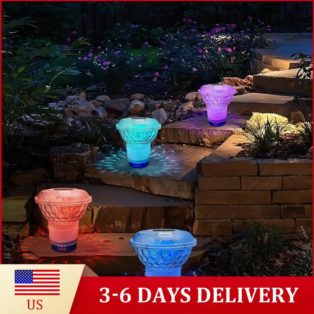 

Солнечный плавающий дозатор хлора для бассейна с разноцветной подсветкой, регулируемый, для хлорных таблеток, для создания ночной атмосферы