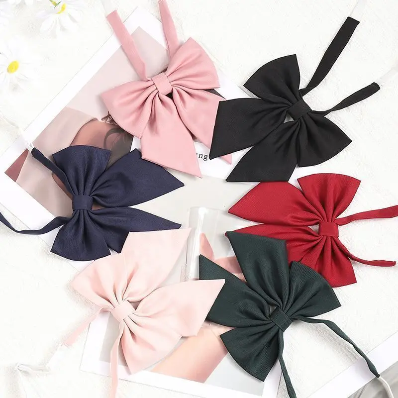 Students School Season Red Solid Bow Tie for Women Uniform Collar Butterfly Cravats Girls Bowties JK Shirt Dress Neck Wear Ties