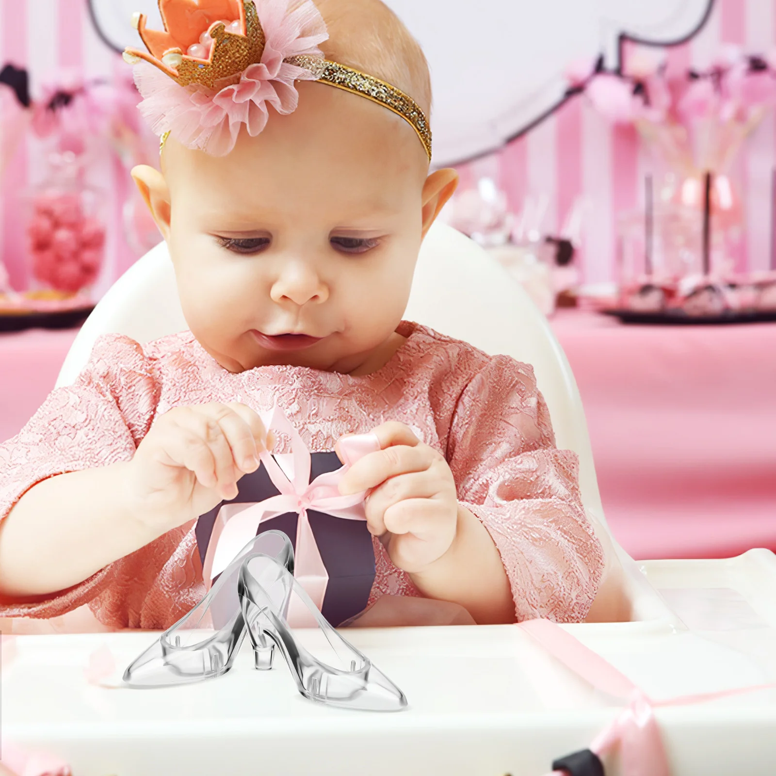 

12pcs Crystal Shoe Ornaments High Heel Decor Sparkling Desktop Display For Home Office Princess Miniature Heels