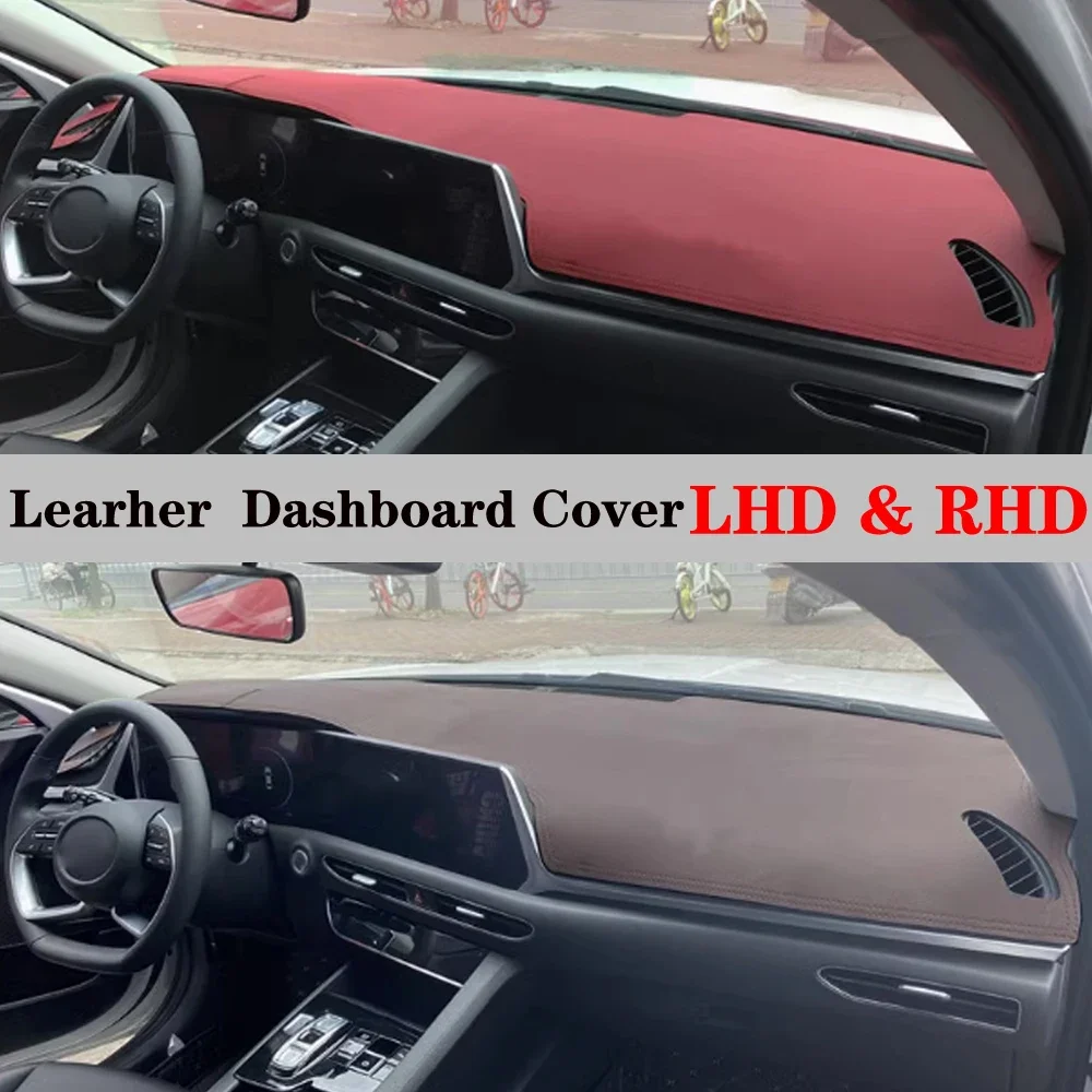 

Dashboard Dash Mat Cover PU Leather Pad Carpet Sunshade Anti-UV Car Auto Accessories For Hyundai Sonata DN8 2020 2021 2022 2023