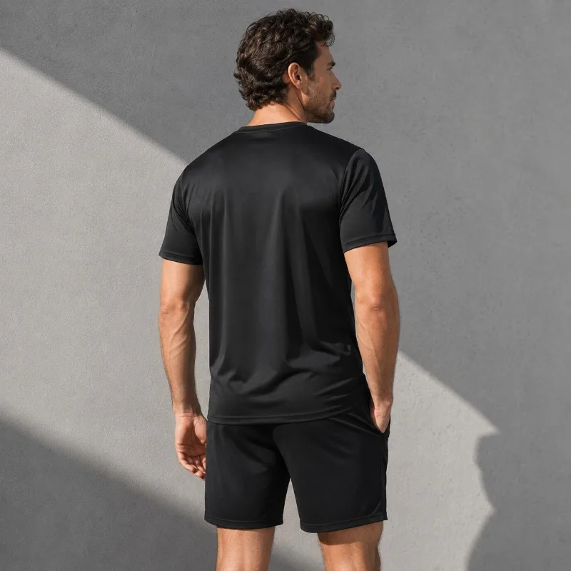 Men Quick Dry Sportswear Set 2 Piece Gradient T Shirt Shorts Lightweight Polyester Summer Gym Running Training Tracksuit view 3