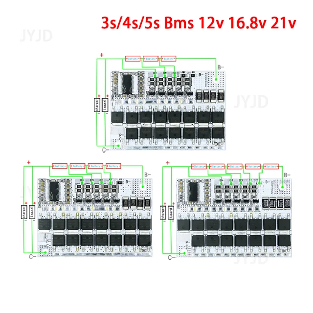 5S 4S 3S BMS 100A 21V 18V 16.8V 12V 18650 Li-ion LMO Trójskładnikowa płytka zabezpieczająca baterię litową Równowaga ładowania