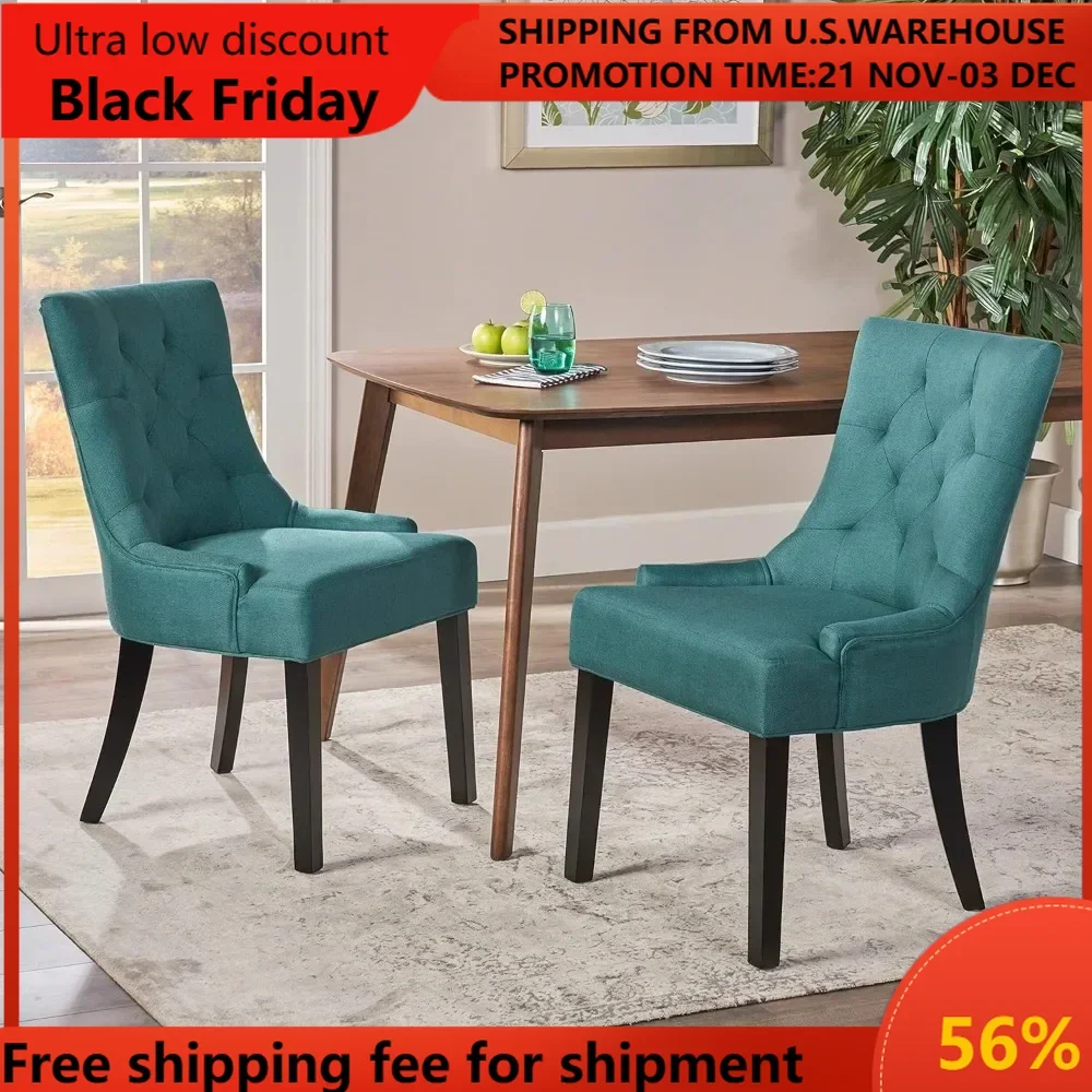 Hayden Fabric Dining Chairs, 2-Pcs Set, Dark Teal