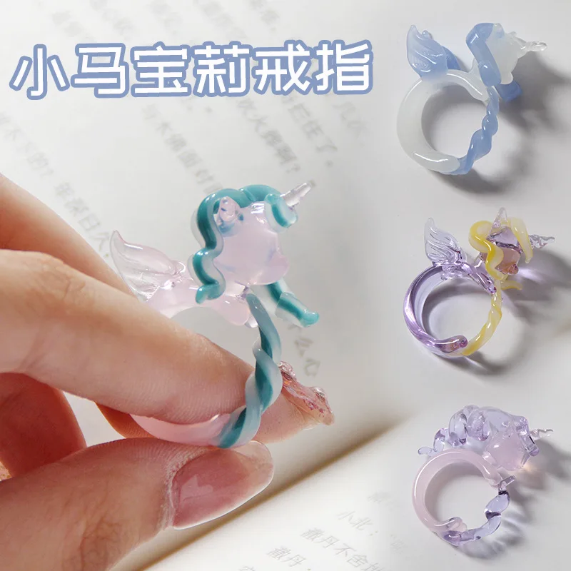 Newly Arrived Jewelry Multi-color Resin Unicorn ，pony Ring Women's Eye Catching Fun Party Joyful Jewelry Ring