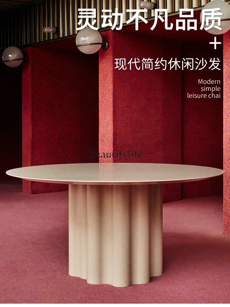 نمط جديد كريم الرياح الصخور بلاطة طاولة مستديرة صغيرة عادية ضوء فاخر طاولة المفاوضات المستديرة ss 8617 #3