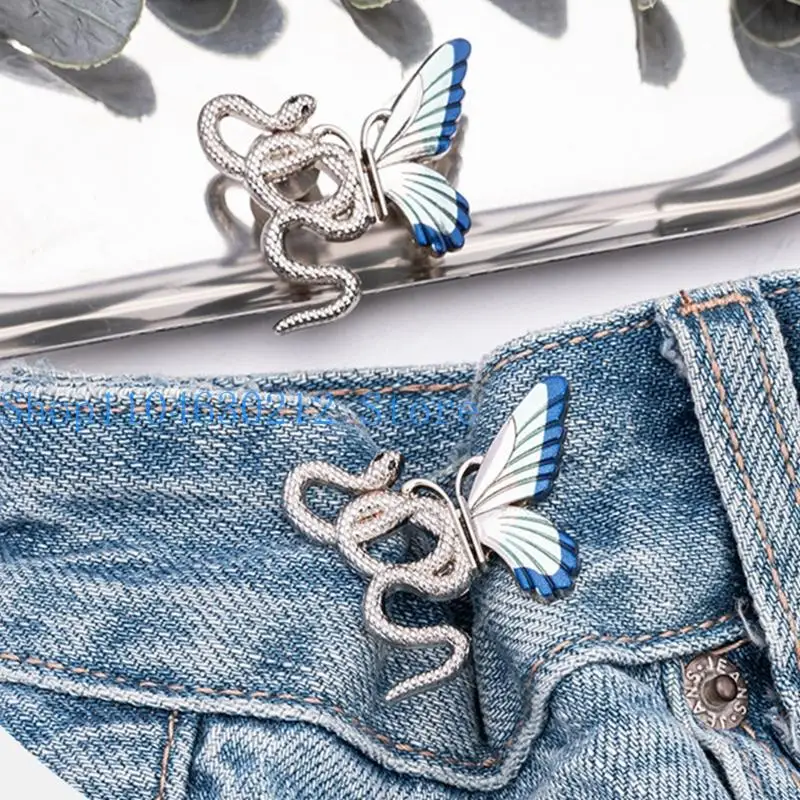 652f 3pcs Diseño mariposa serpiente Aprendizaje cintura Pon ajuste cintura para pantalones jeans sueltos