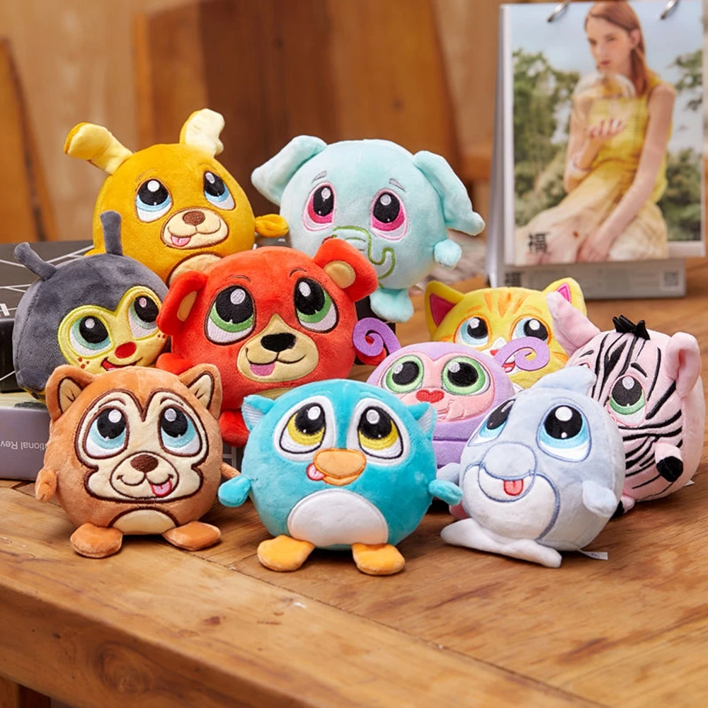 

14CM Decompressed Animal Plush Toy Tiger Fox Dolphin Bear Butterfly Owl Rabbit Elephant Bee Zebra Graphic Small Doll Gift