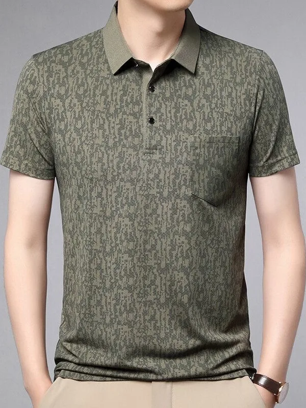 Ice Silk Short Sleeve  Shirt Men's Half Sleeve Turn Collar Summer Middle-aged Base Layer Shirt Business Casual Style