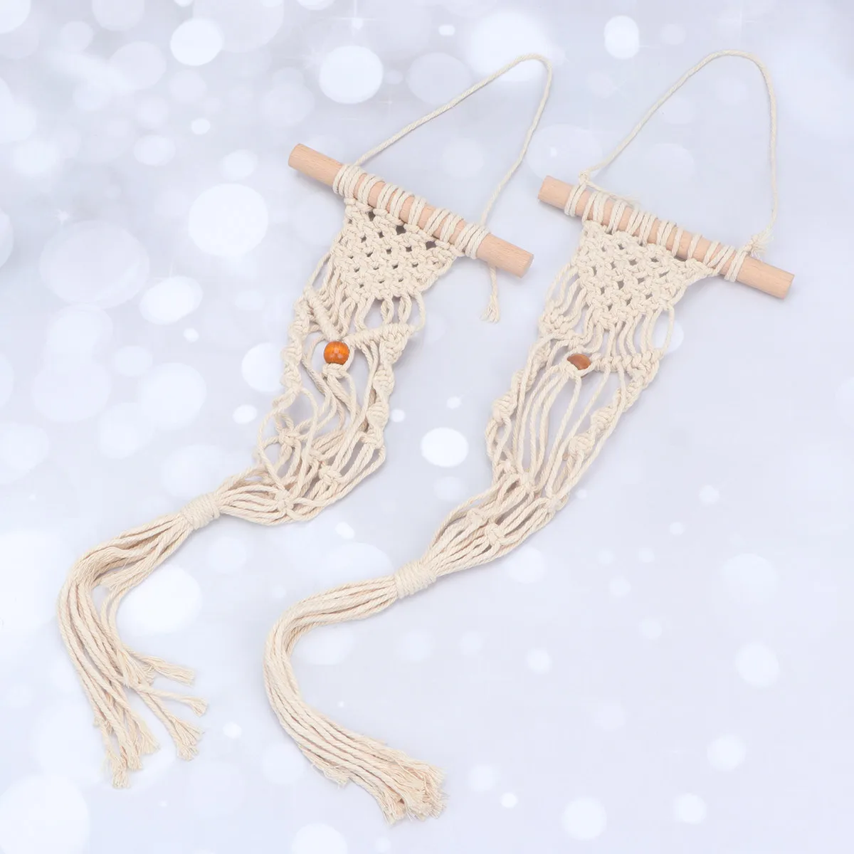 Cotton Hanging Plant Pouch 2 Pack Thick Knit Mesh Flowerpot Holder Indoor Outdoor Home Office Decor