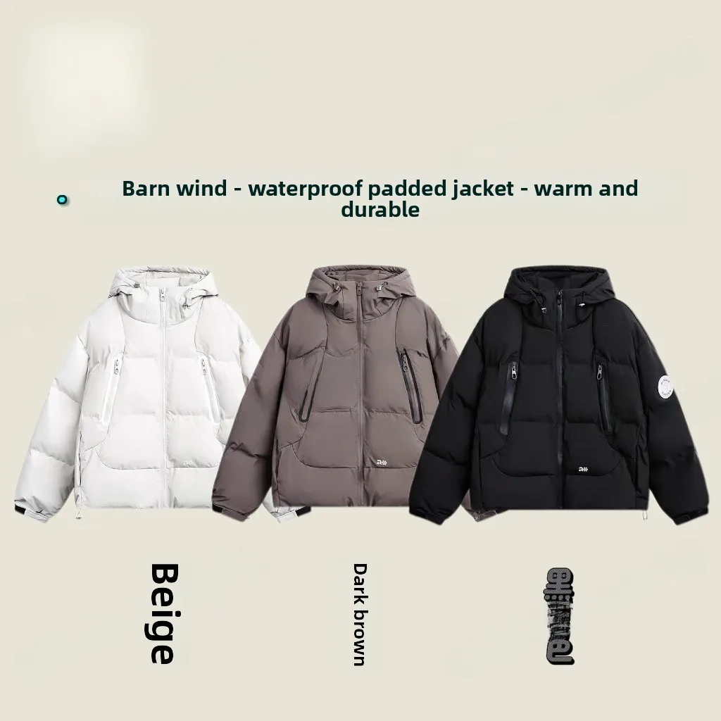 

Loose Fit Double Zipper Hooded Puff Cotton Jaet Men Women Winter Faion Urban Sle Thiened Long Coat M Fem Clothes