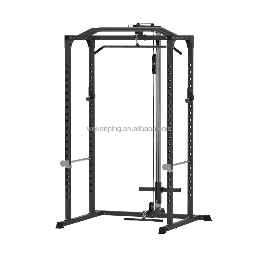 Peralatan Fitness Home Gym Kandang Rak Daya Jongkok Multifungsi dengan LAT Pull Down Lan dan Ranjau Darat