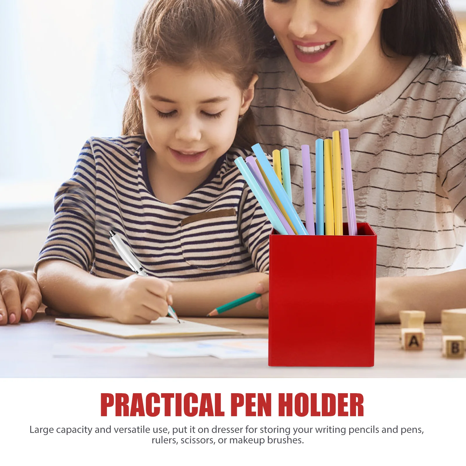 

Simple Style Metal Pen Holder Large Capacity Non-Slip Desktop Organizer for Pens Pencils Rulers Keys Makeup Brushes Office Desk