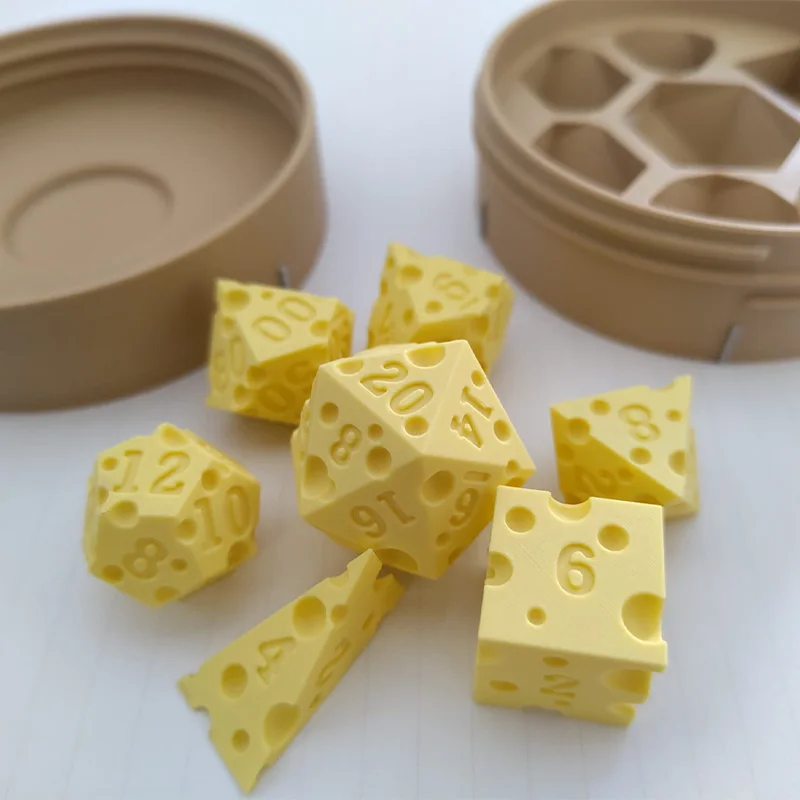 Unregelmäßige Käsewürfel, tragbares Käse-Würfelspiel, kreatives Brettspielzubehör, Würfelbox, kreatives Würfelspiel für Kinder und Erwachsene