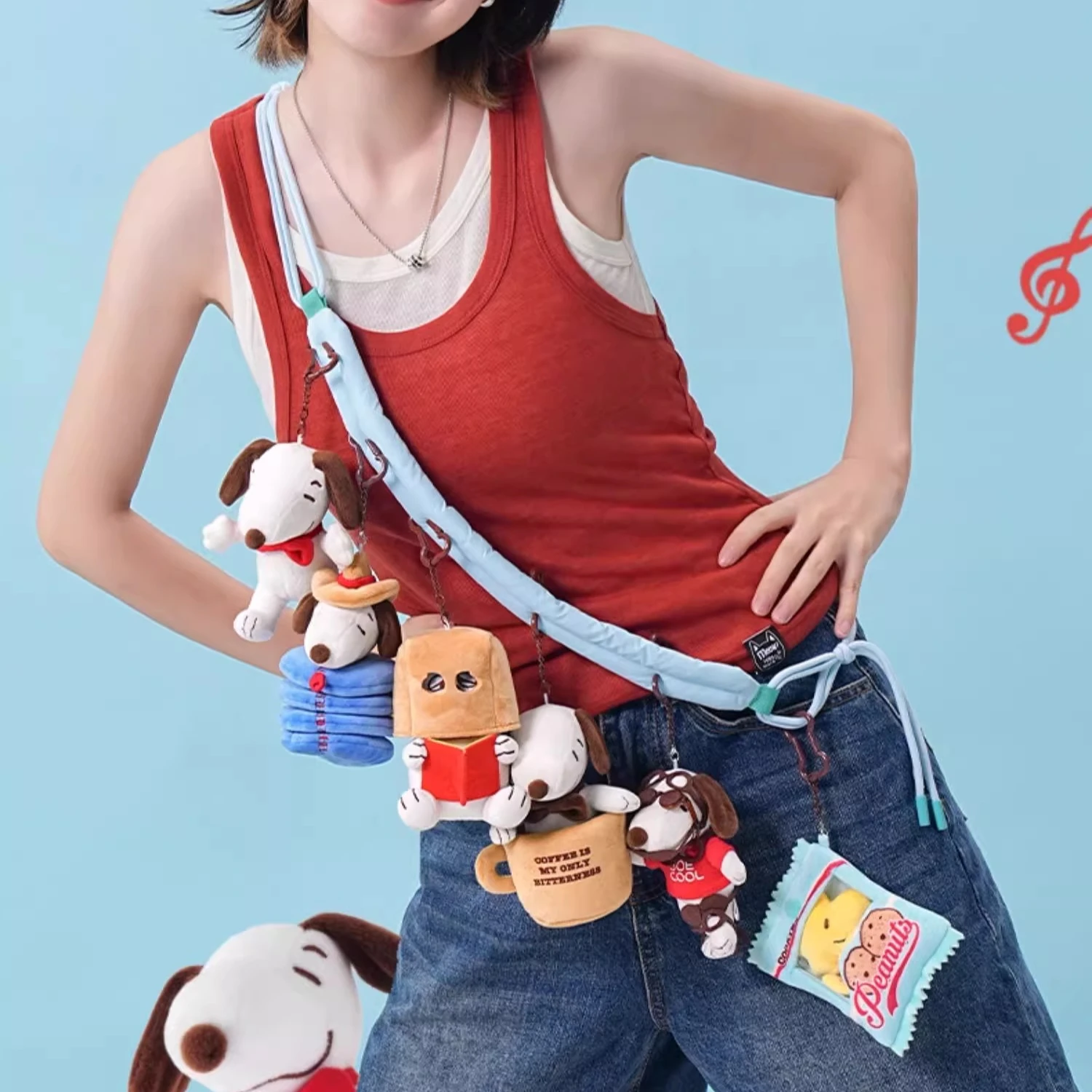 SOFT Plush Snoopy Keychain = Cute Cartoon PEANUTS Stuffed Key Ring Charm for Bag Keys Car - [ISO COOL LIFE] Gift