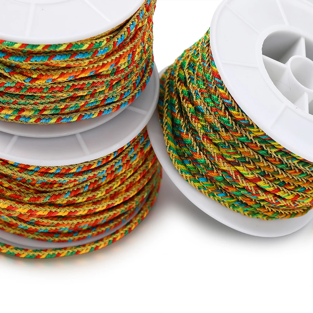 2Meter/Lot 3mm Colorful Five-Thread Rope Braided Twist Cord Non Elastic Cotton thread for Jewelry Making DIY Braided Rope