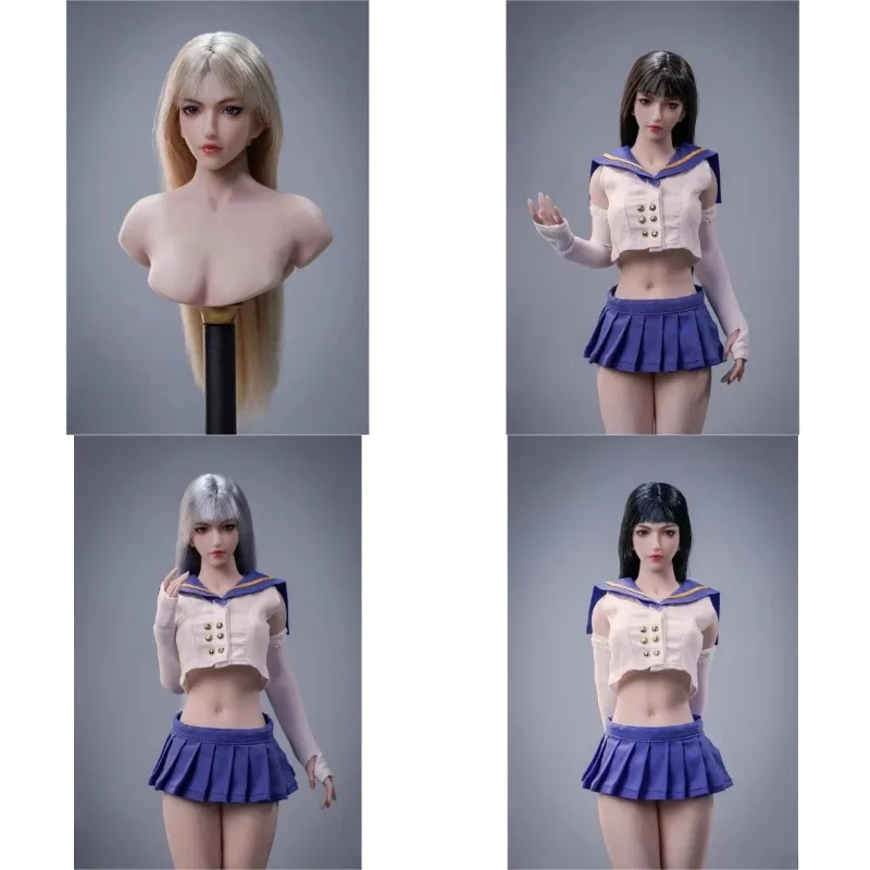 

SET016 1/6 Scale Yue Head Played Girl Four Hair Colors Hair Transplant Female Head Sculpture for 12inch Soldier PH Tbl Body