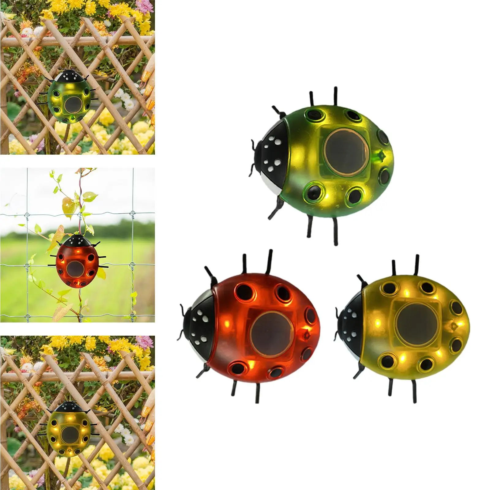 Ladybug Garden Solar Lights Waterproof Garden Statue Solar Powered Fence Lamp