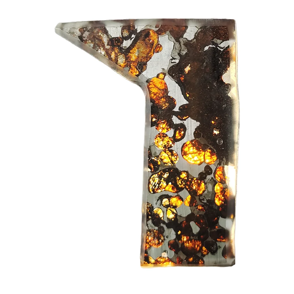 

23.3g SERICHO Pallasite Natural Meteorite Material Sliced Olive Meteorite Slices Specimen Collection - From Kenya - TA287