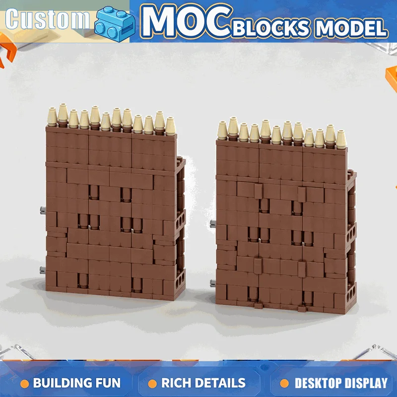 ​212Pcs Modular Castle Palisade Hinge Set Building Blocks Architecture Model Assembly Kit Creative Home Display Collection Gift