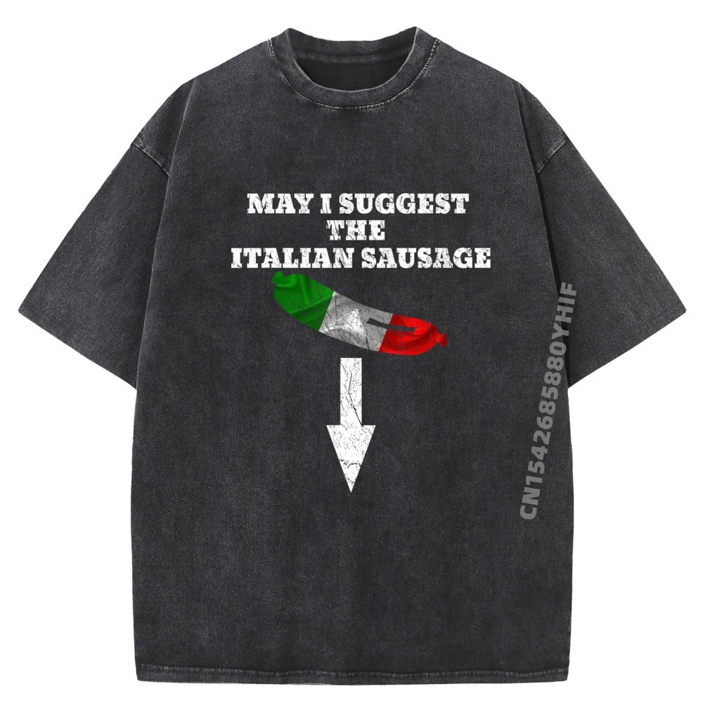 

Naughty Italian Sausage Shirt Funny Italian Sausage Designer T Shirt Men Clothing Casual Washed Clothes