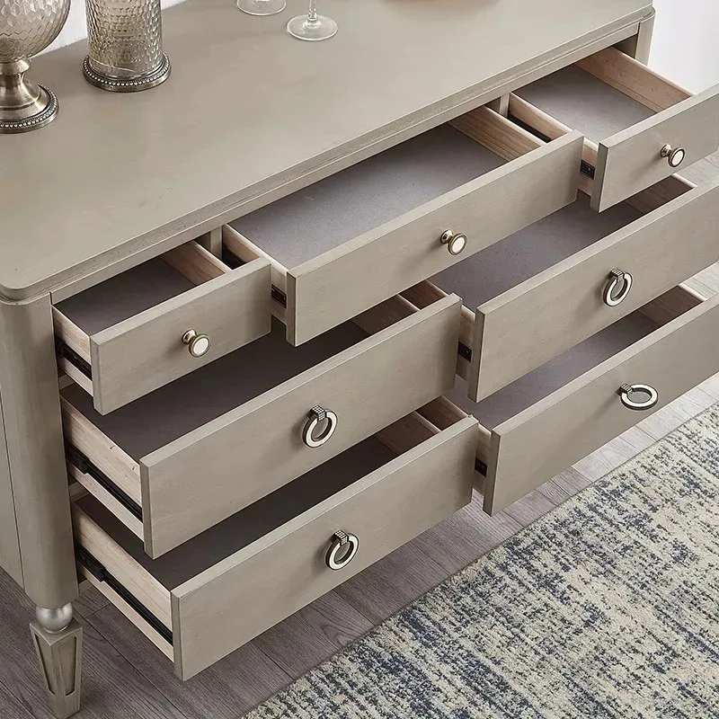 【Best-selling】American Light Solid Wood Seven-chest Storage Bedroom Locker Nordic Side Cabinet Living Room Entra