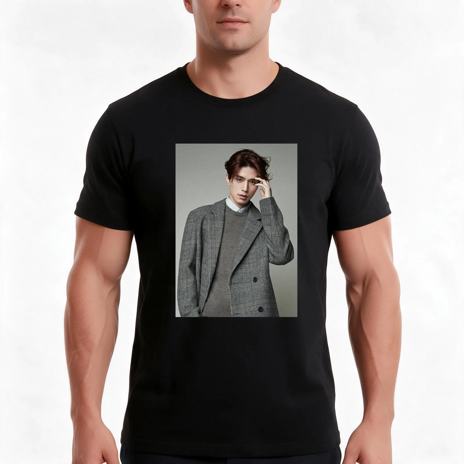 Lee Dong Wook T-Shirt Summer Casual Cotton Tee Oversized Streetwear Tops Vintage Graphic Print Loose Fit Short Sleeve