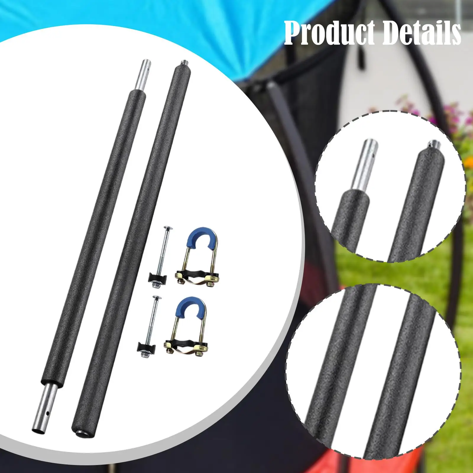 Two Section Trampoline Poles with Foam Cover, with Padding Foams Parts Direct Replaces for Kids Trampoline Outdoor Indoor Yard