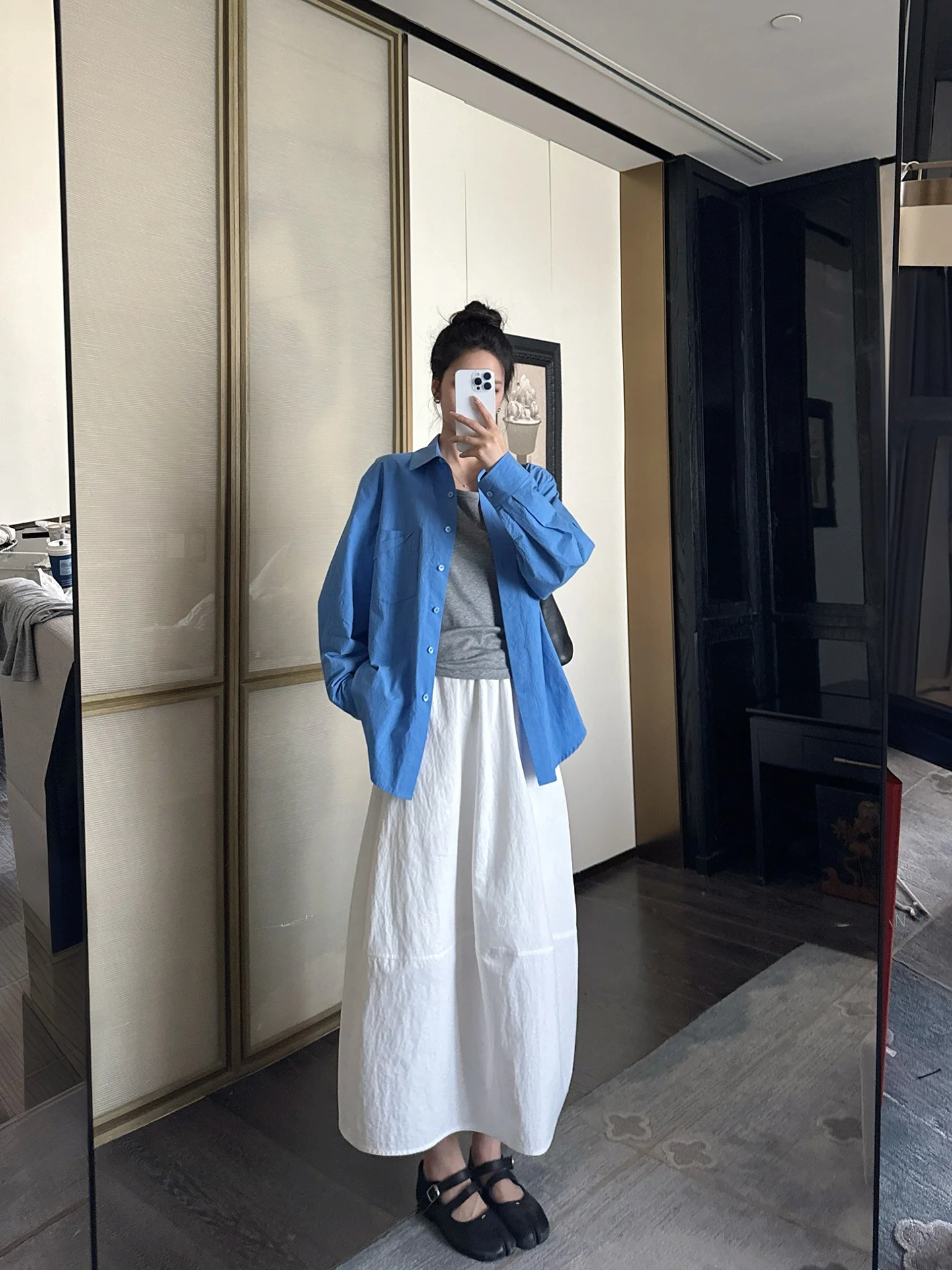 

Silent Blue Chapter Women's Loose Casual Long Sve irt Spring Cotton Feel Premium Collar Casual Sle Comfortable Breathable